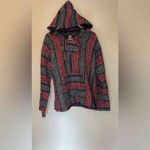 Multi-colored hooded pullover